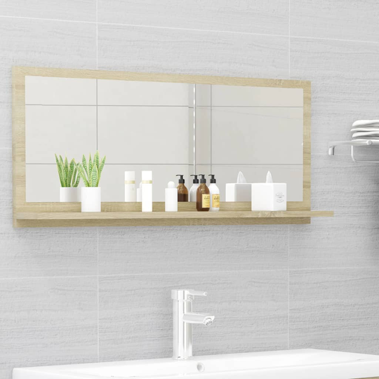 vidaXL Kylpyhuonepeili Sonoma-tammi 90x10,5x37cm lastulevy