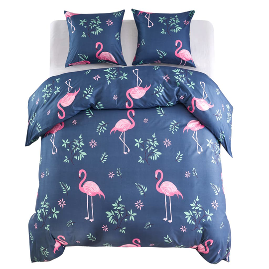vidaXL Pussilakanasetti flamingo sininen/pinkki 200x200/80x80 cm