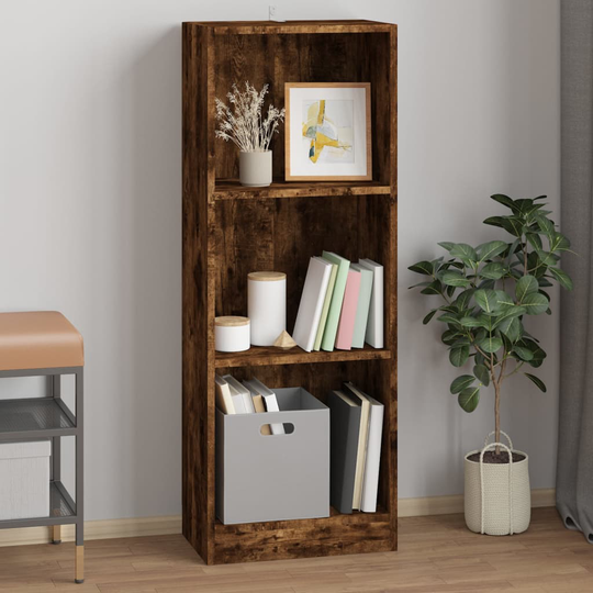 vidaXL 3-tasoinen Kirjahylly savutammi 40x24x109 cm tekninen puu