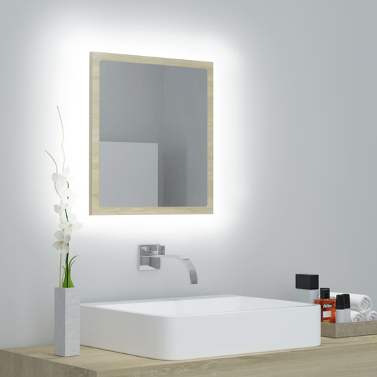 vidaXL LED-kylpyhuonepeili Sonoma-tammi 40x8,5x37 cm akryyli