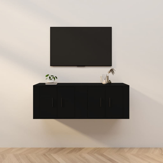 vidaXL Seinäkiinnitettävät TV-kaapit 2 kpl musta 57x34,5x40 cm