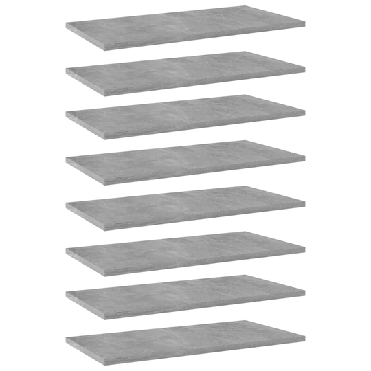 vidaXL Kirjahyllytasot 8 kpl betoninharmaa 60x30x1,5 cm lastulevy