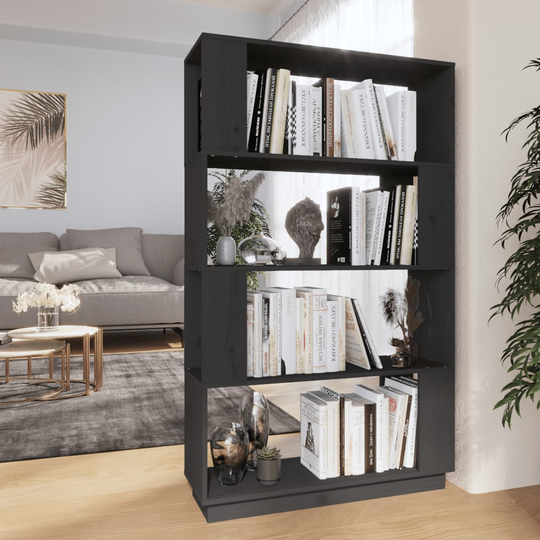 vidaXL Kirjahylly/tilanjakaja harmaa 80x25x132 cm täysi mänty