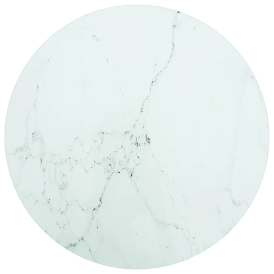 vidaXL Pöytälevy valkoinen Ø50x0,8 cm karkaistu lasi marmorikuvio