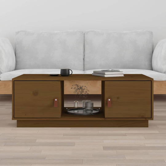 vidaXL Sohvapöytä hunajanruskea 100x50x35 cm täysi mänty
