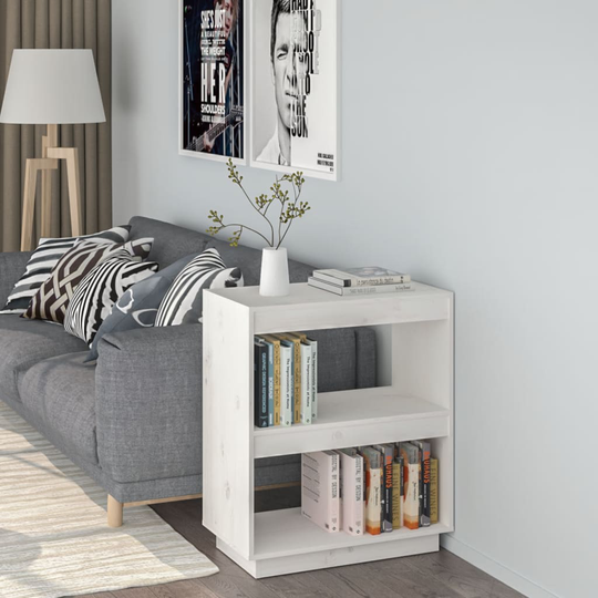 vidaXL Kirjahylly valkoinen 60x35x71 cm täysi mänty
