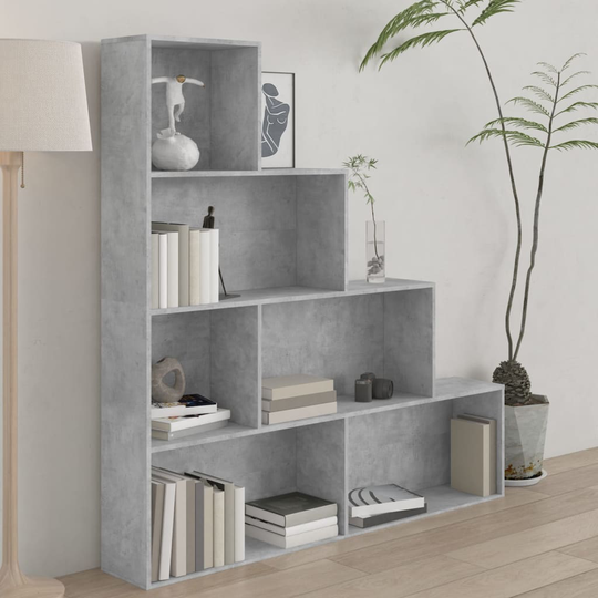 vidaXL Kirjahylly/tilanjakaja betoninharmaa 155x24x160 cm lastulevy