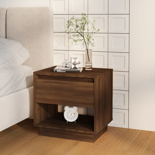 vidaXL Yöpöytä ruskea tammi 45x34x44 cm lastulevy