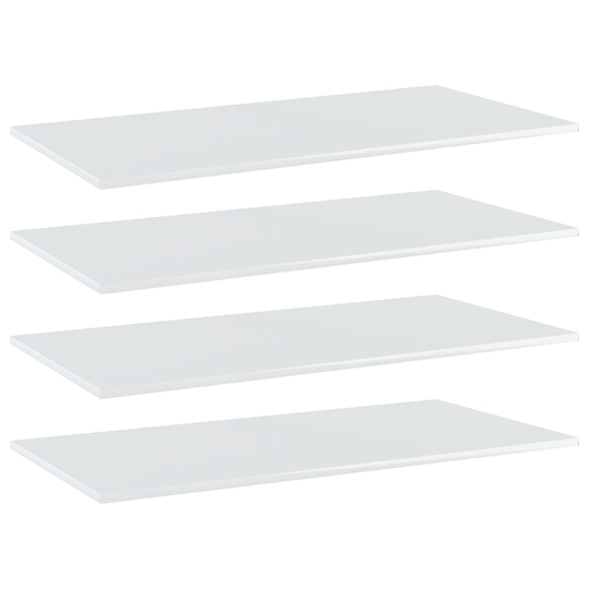 vidaXL Kirjahyllytasot 4 kpl korkeakiilto valk 80x20x1,5 cm lastulevy