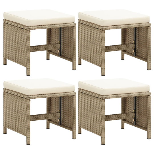 vidaXL Puutarhajakkarat tyynyillä 4 kpl polyrottinki beige