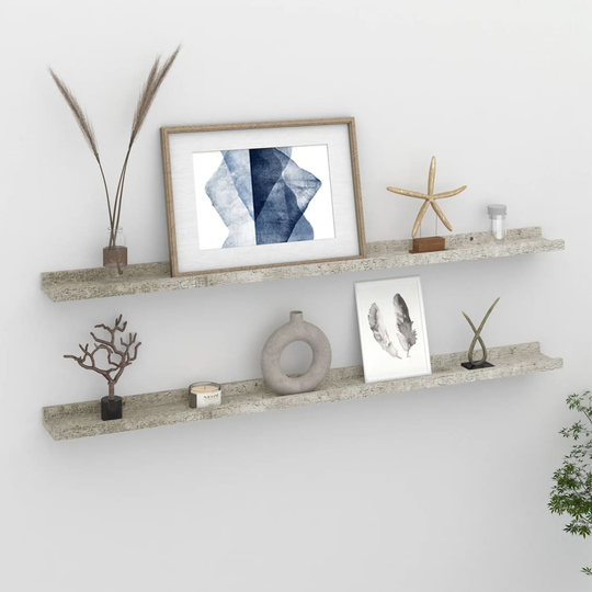 vidaXL Seinähyllyt 2 kpl betoninharmaa 100x9x3 cm