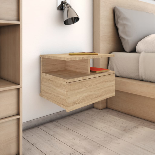 vidaXL Kelluvat yöpöydät 2 kpl Sonoma-tammi 40x31x27 cm lastulevy