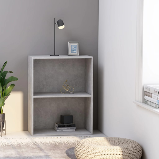 vidaXL 2-tasoinen kirjahylly betoninharmaa 60x30x76,5 cm lastulevy