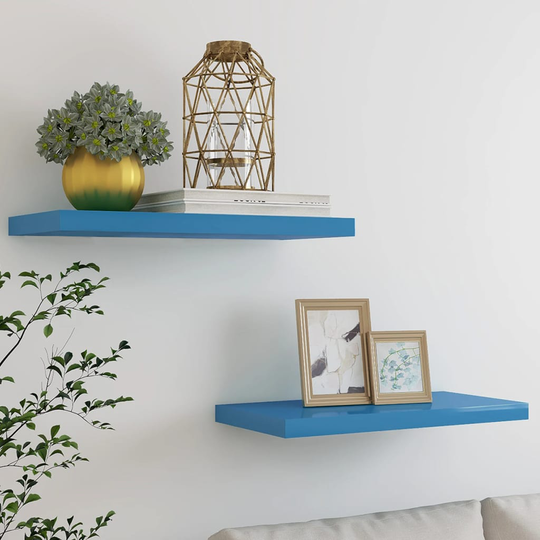 vidaXL Kelluvat seinähyllyt 2 kpl sininen 60x23,5x3,8 cm MDF