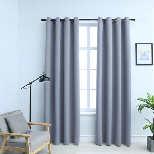 vidaXL Pimennysverhot metallirenkailla 2 kpl harmaa 140x175 cm
