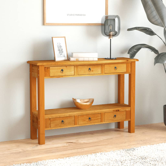 vidaXL Konsolipöytä laatikoilla 110x30x75 cm täysi mahonki