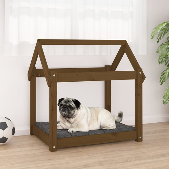 vidaXL Koiransänky hunajanruskea 71x55x70 cm täysi mänty