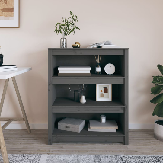 vidaXL Kirjahylly harmaa 80x35x97 cm täysi mänty