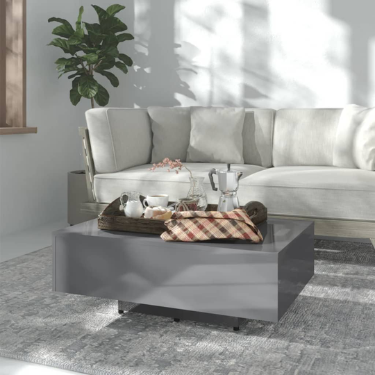 vidaXL Sohvapöytä korkeakiilto harmaa 85x55x31 cm lastulevy