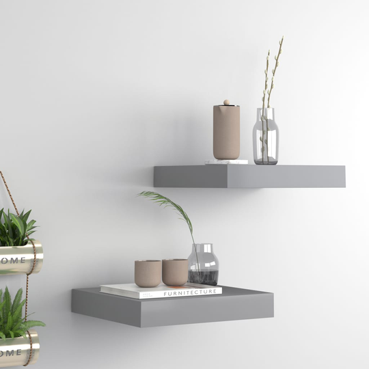 vidaXL Kelluvat seinähyllyt 2 kpl harmaa 23x23,5x3,8 cm MDF