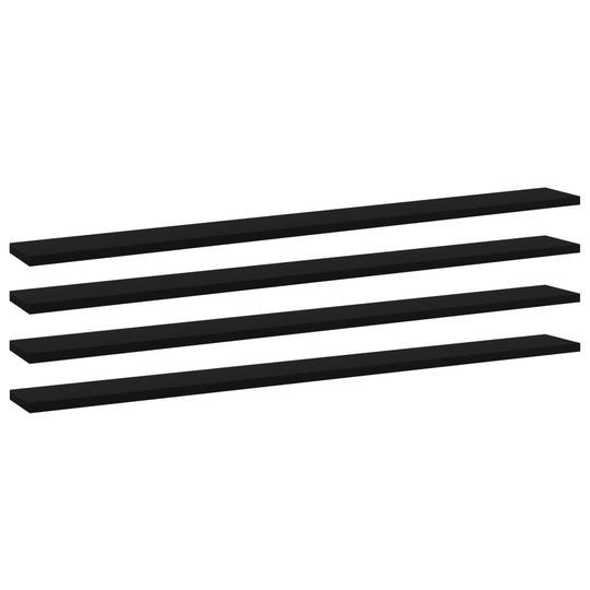 vidaXL Kirjahyllytasot 4 kpl musta 100x10x1,5 cm lastulevy