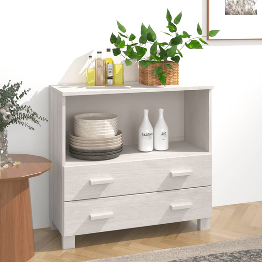 vidaXL Sivupöytä HAMAR valkoinen 85x35x80 cm täysi mänty