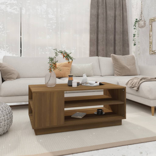 vidaXL Sohvapöytä ruskea tammi 102x55x43 cm lastulevy