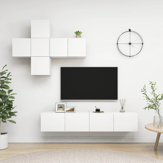 vidaXL 7-osainen TV-kaappisarja valkoinen lastulevy