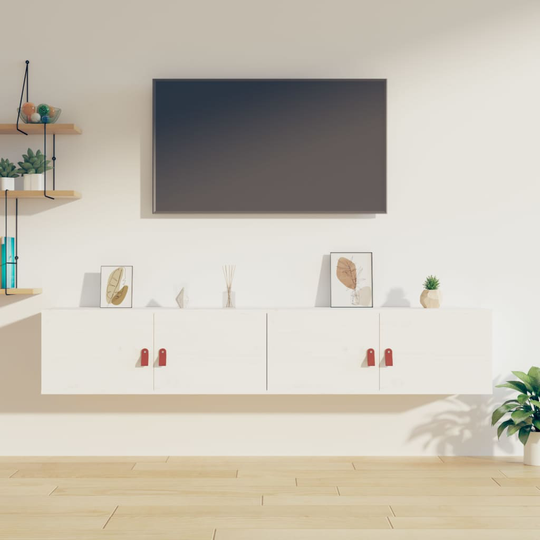 vidaXL Seinäkaapit 2 kpl valkoinen 80x30x30 cm täysi mänty