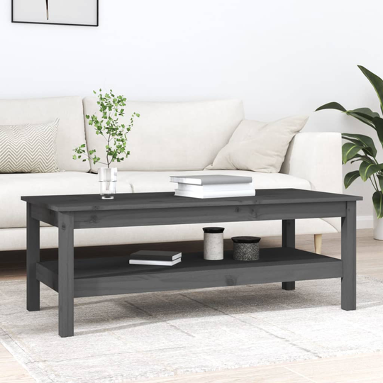 vidaXL Sohvapöytä harmaa 110x50x40 cm täysi mänty