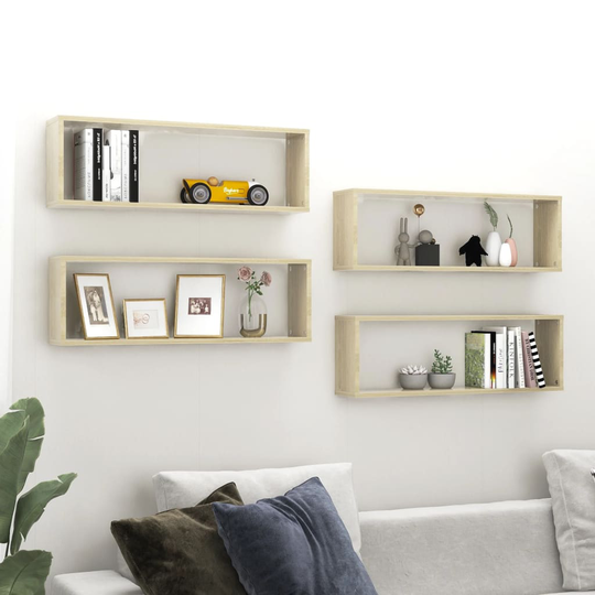 vidaXL Kuutioseinähyllyt 4 kpl Sonoma-tammi 80x15x26,5 cm lastulevy