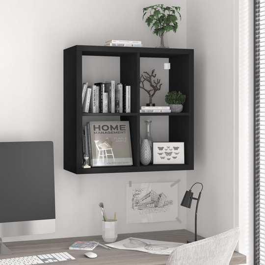 vidaXL Seinäkuutiohylly musta 69,5x29,5x69,5 cm MDF
