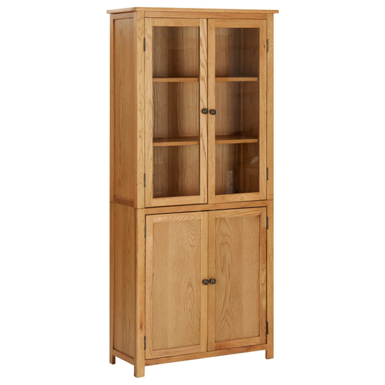 vidaXL Kirjahylly 4 ovella 80x35x180 cm täysi tammi ja lasi