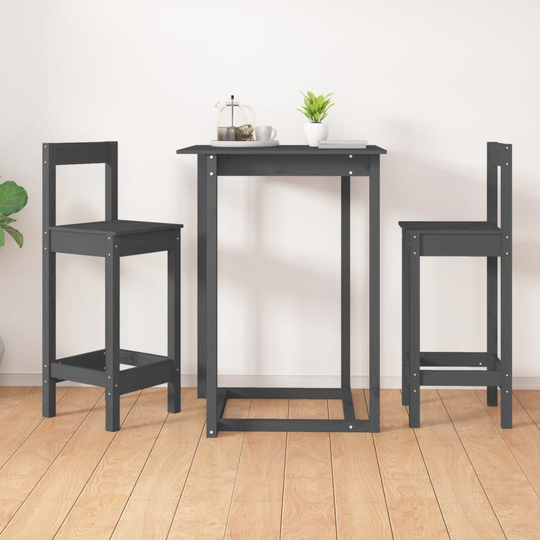vidaXL Baarituolit 2 kpl harmaa 40x41,5x112 cm täysi mänty