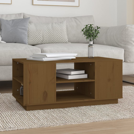 vidaXL Sohvapöytä hunajanruskea 90x49x40,5 cm täysi mänty
