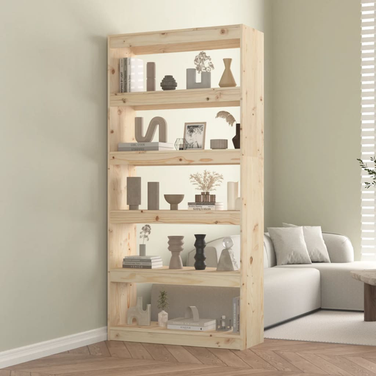 vidaXL Kirjahylly/tilanjakaja 80x30x167,4 cm täysi mänty
