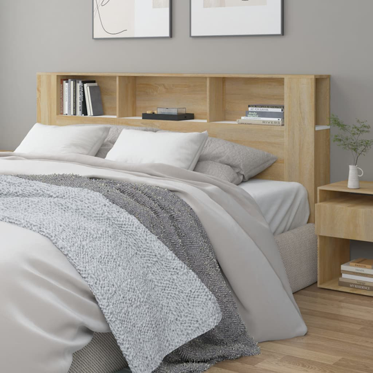 vidaXL Sängynpääty säilytystilalla valk/Sonoma-tammi 200x18,5x104,5 cm