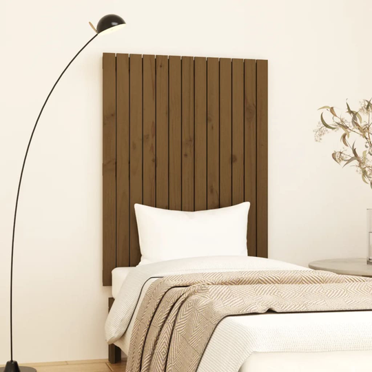 vidaXL Sängynpääty seinälle hunajanruskea 82,5x3x110 cm täysi mänty