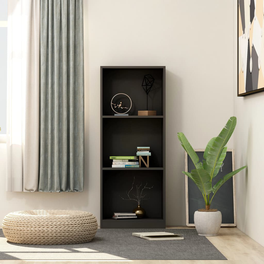 vidaXL 3-tasoinen kirjahylly musta 40x24x108 cm lastulevy