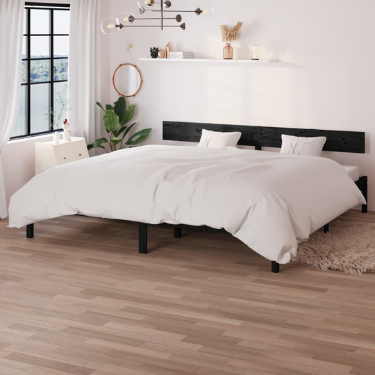 vidaXL Sängynrunko musta täysi mänty 180x200 cm UK Super King