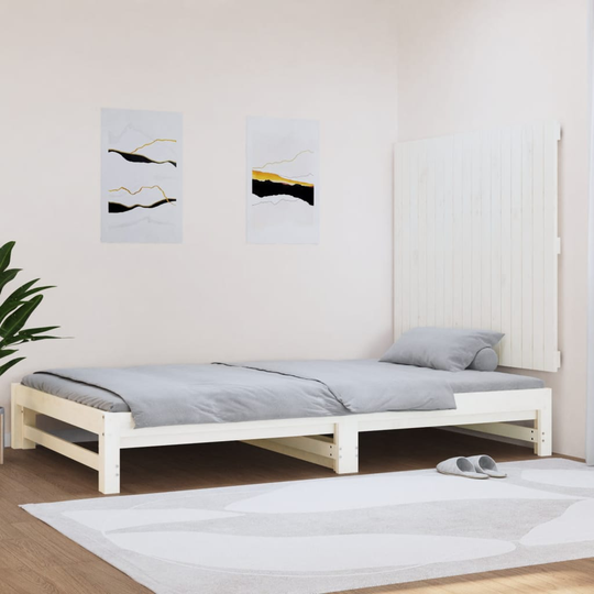 vidaXL Sängynpääty seinälle valkoinen 108x3x90 cm täysi mänty