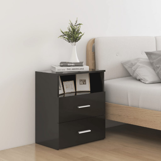 vidaXL Yöpöydät 2 kpl korkeakiilto musta 50x32x60 cm