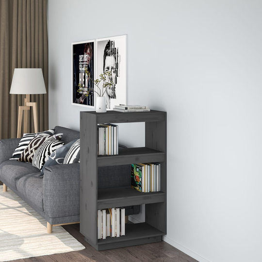 vidaXL Kirjahylly/tilanjakaja harmaa 60x35x103 cm täysi mänty
