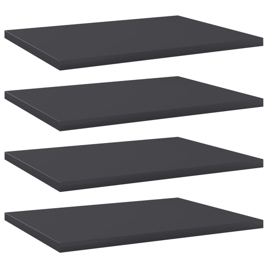 vidaXL Kirjahyllytasot 4 kpl harmaa 40x30x1,5 cm lastulevy