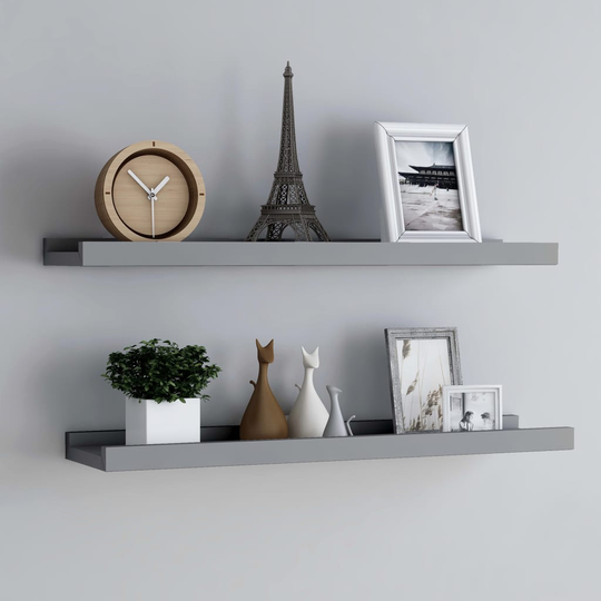 vidaXL Tauluhyllyt 2 kpl harmaa 80x9x3 cm MDF