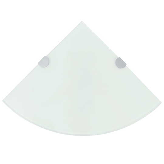 vidaXL Kulmahyllyt 2 kpl kromisilla kiinnikkeillä valk. lasi 35x35 cm