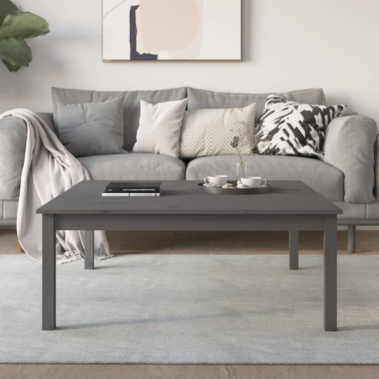 vidaXL Sohvapöytä harmaa 100x100x40 cm täysi mänty