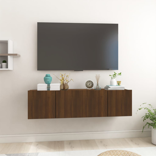 vidaXL Riippuva TV-kaappi ruskea tammi 2 kpl 60x30x30 cm tekninen puu