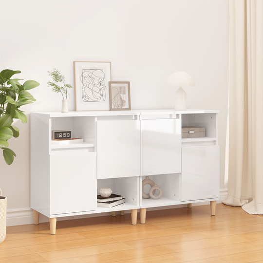vidaXL Senkit 2 kpl korkeakiilto valkoinen 60x35x70 cm tekninen puu