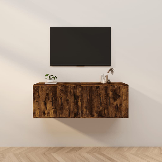 vidaXL Seinäkiinnitettävät TV-kaapit 2 kpl savutammi 57x34,5x40 cm